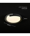 48W LED loftslampe med fjernbetjening - 3-i-1 CCT, dæmpbar, Ø50cm, sort/grå design