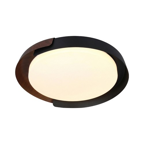 48W LED dekorativ loftslampe med fjernbetjening - Ø50cm, dæmpbar, 3-i-1 CCT, sort og trælook