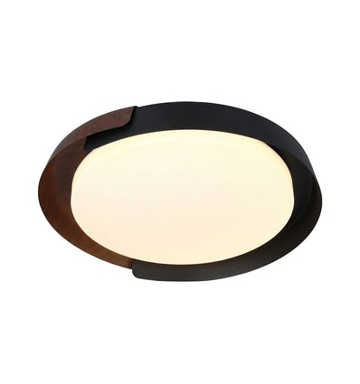 48W LED dekorativ loftslampe med fjernbetjening - Ø50cm, dæmpbar, 3-i-1 CCT, sort og trælook