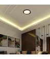 48W LED dekorativ loftslampe med fjernbetjening - Ø50cm, dæmpbar, 3-i-1 CCT, sort og trælook