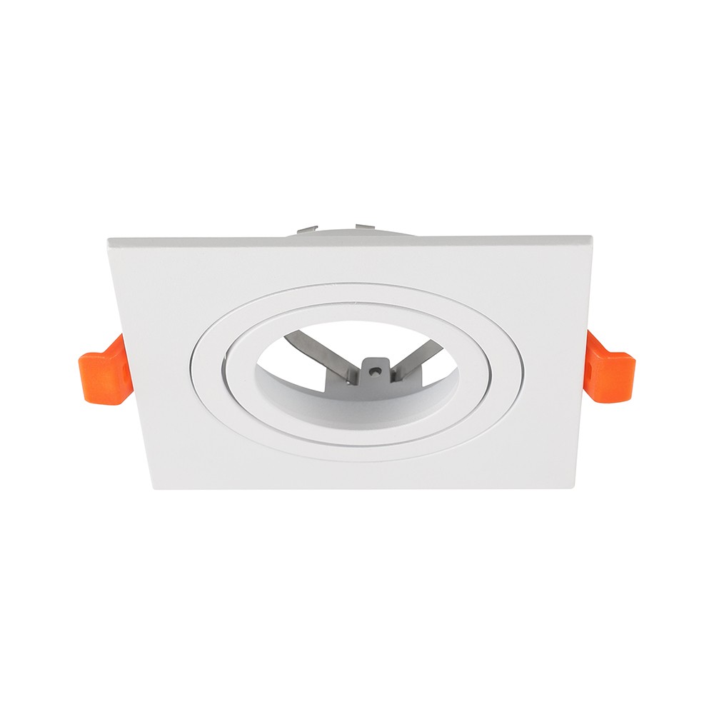 V-Tac GU10 indbygningsspot - Firkantet, hvid, aluminium, uden lyskilde