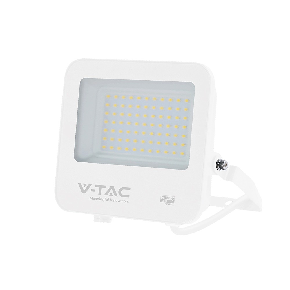 V-Tac 50W LED projektør - 135lm/W, IP65, hvidt hus, 6500K, Cree chip, 6 års garanti - Kulør : Kold
