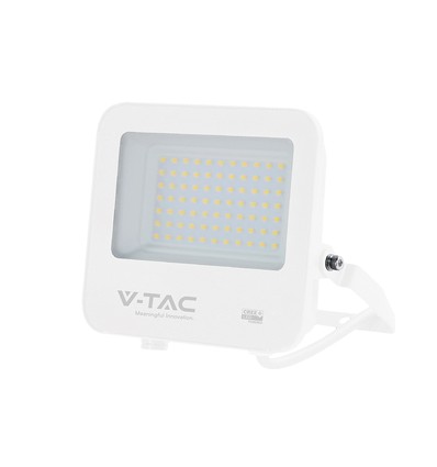 V-Tac 50W LED projektør - 135lm/W, IP65, hvidt hus, 6500K, Cree chip, 6 års garanti