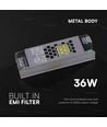 36W / 12V DC Slim strømforsyning til LED strips - 3A, IP20 indendørs