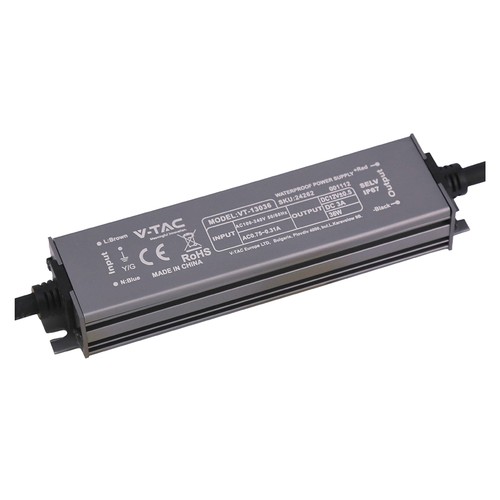 36W / 12V DC strømforsyning - 3A, IP67 vandtæt