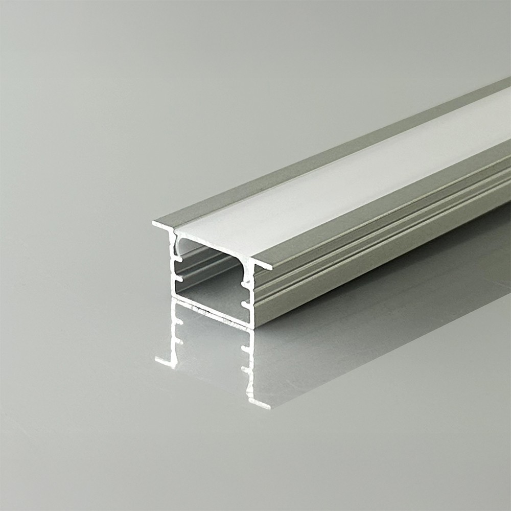 2m V-Tac aluminiumsprofil til indbygning - Sølv, inkl. cover, 14,8 x 10 mm