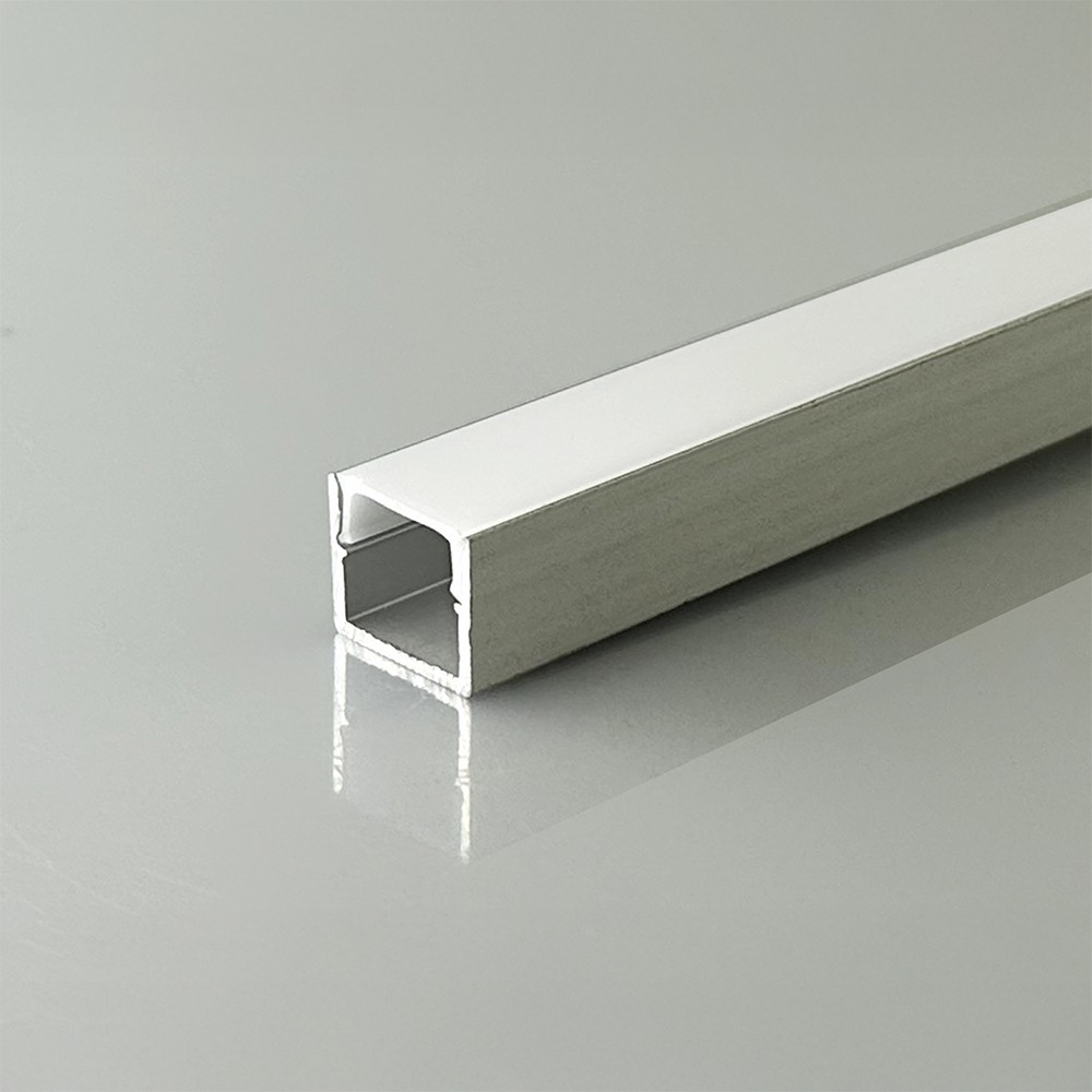 2m Alu profil til LED strips - Overflademontering, sølv, inkl. diffuser, 12x10mm