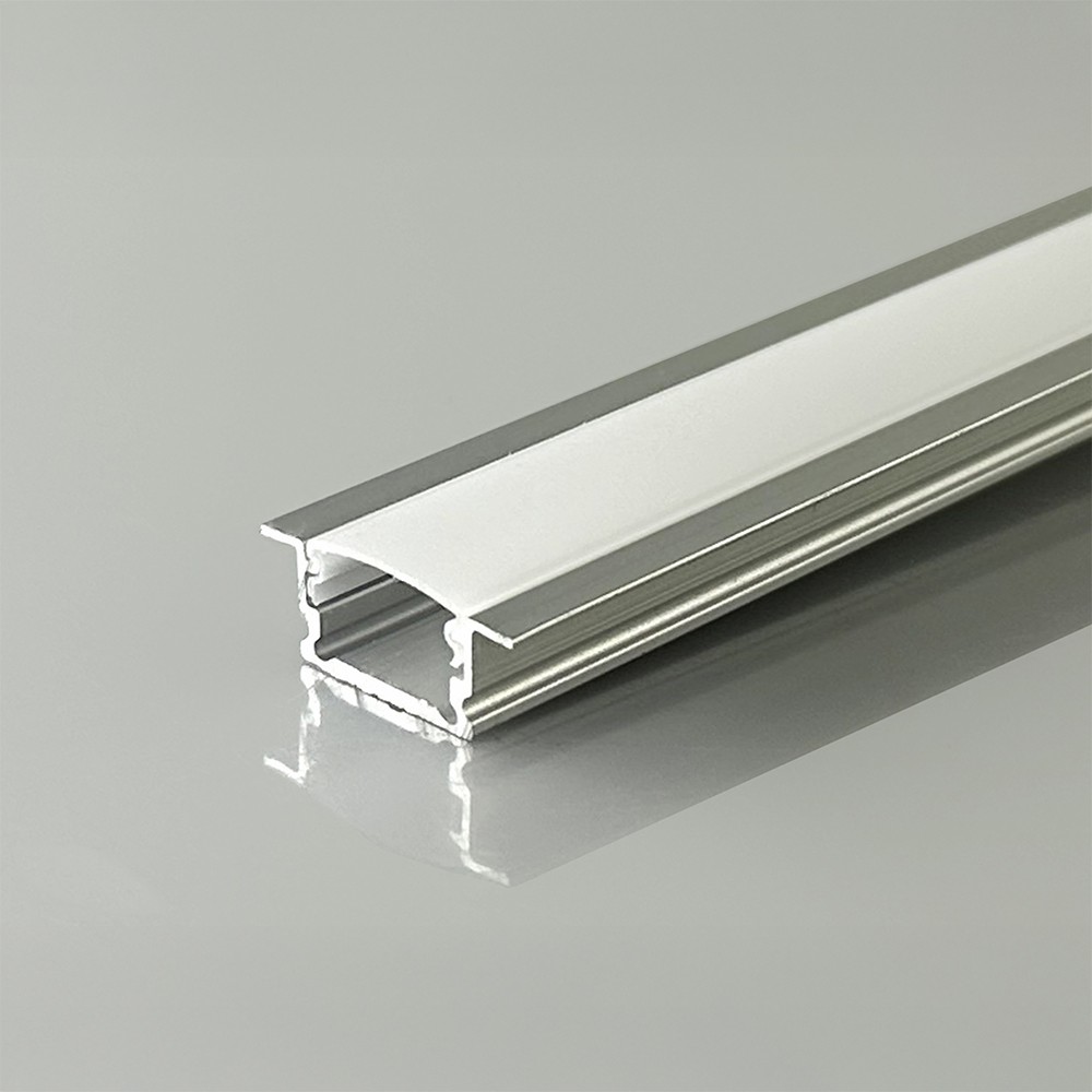 V-Tac 2m indbygningsprofil til LED strips - Sølv, inkl. cover, 2000x13,2x7mm