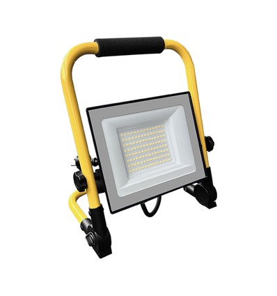 50W LED projektør på stativ - 3m ledning, arbejdslampe, sort hus, IP65, CREE chip, 6 års garanti