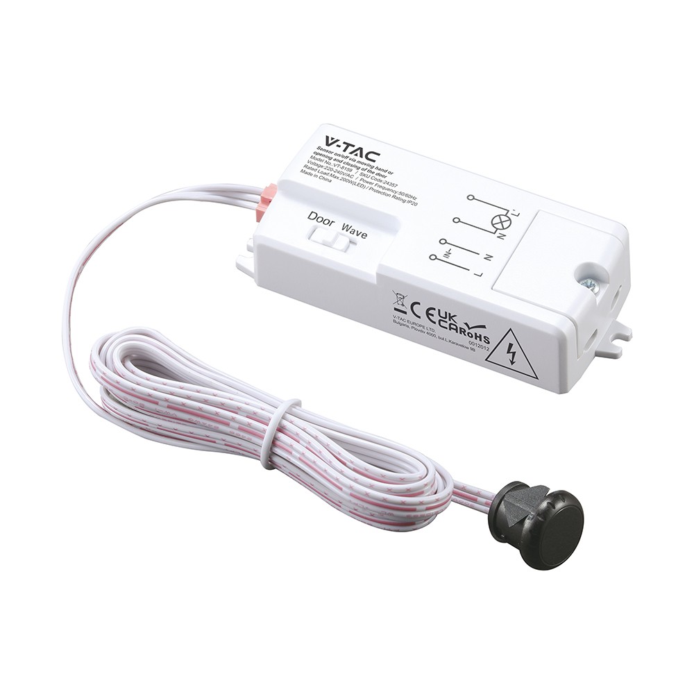 V-Tac infrarød bevægelsessensor - Hvid, 2-i-1, max 200W LED, IP20 indendørs