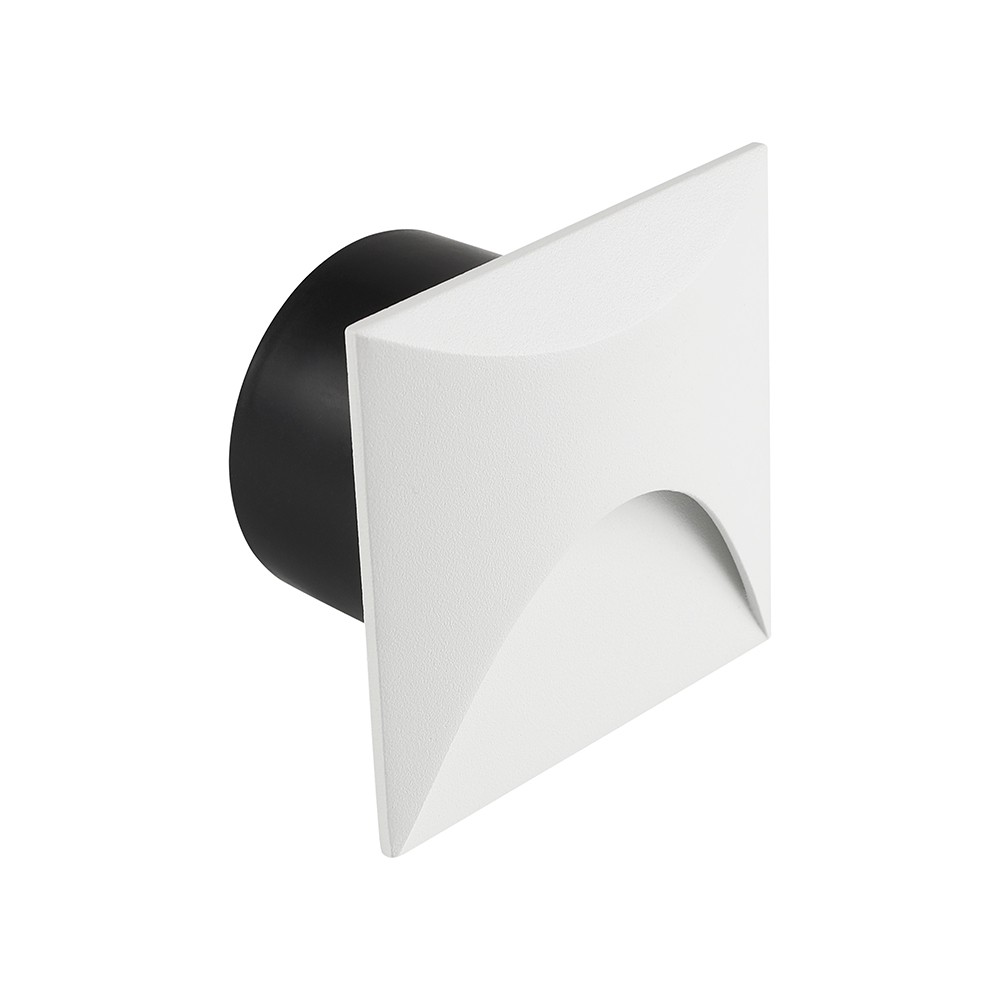 3W LED indbygningsspot til trapper, kvadratisk - IP65, hvidt aluminiumshus, 3000K, inkl. lyskilde - Kulør : Varm