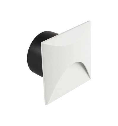 3W LED indbygningsspot til trapper, kvadratisk - IP65, hvidt aluminiumshus, 3000K, inkl. lyskilde