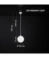 V-Tac 12W LED pendellampe - 3-i-1 CCT, hvidt hus, designer loftlampe
