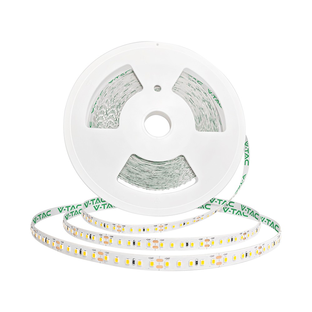 V-Tac 20m 8W/m Ultra Long LED strip - 24V, IP20, 3000K, 120 LED pr. meter - Kulør : Varm