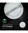 V-Tac 12W Ø17cm Backlit påbygningspanel - 3-i-1 CCT, Cree chip, 6 års garanti, rund hvid kant