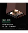 V-Tac 9W Solara væglampe med sensor, CCT - IP65, PIR sensor, Corten hus, solcelle, 3 lyskulører
