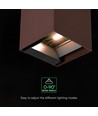 V-Tac 9W Solara væglampe med sensor, CCT - IP65, PIR sensor, Cortenfarvet hus, solcelle, 3 lyskulører