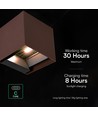 V-Tac 9W Solara væglampe med sensor, CCT - IP65, PIR sensor, Corten hus, solcelle, 3 lyskulører