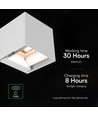 V-Tac 9W Solara væglampe med sensor - IP65, hvidt hus, 3-i-1 CCT, solcelle LED med PIR sensor