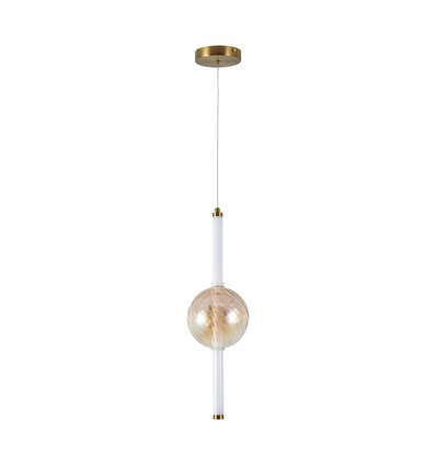8W LED designer pendel - Ø15cm, 3000K, Amber/Hvid, dekorativ loftlampe