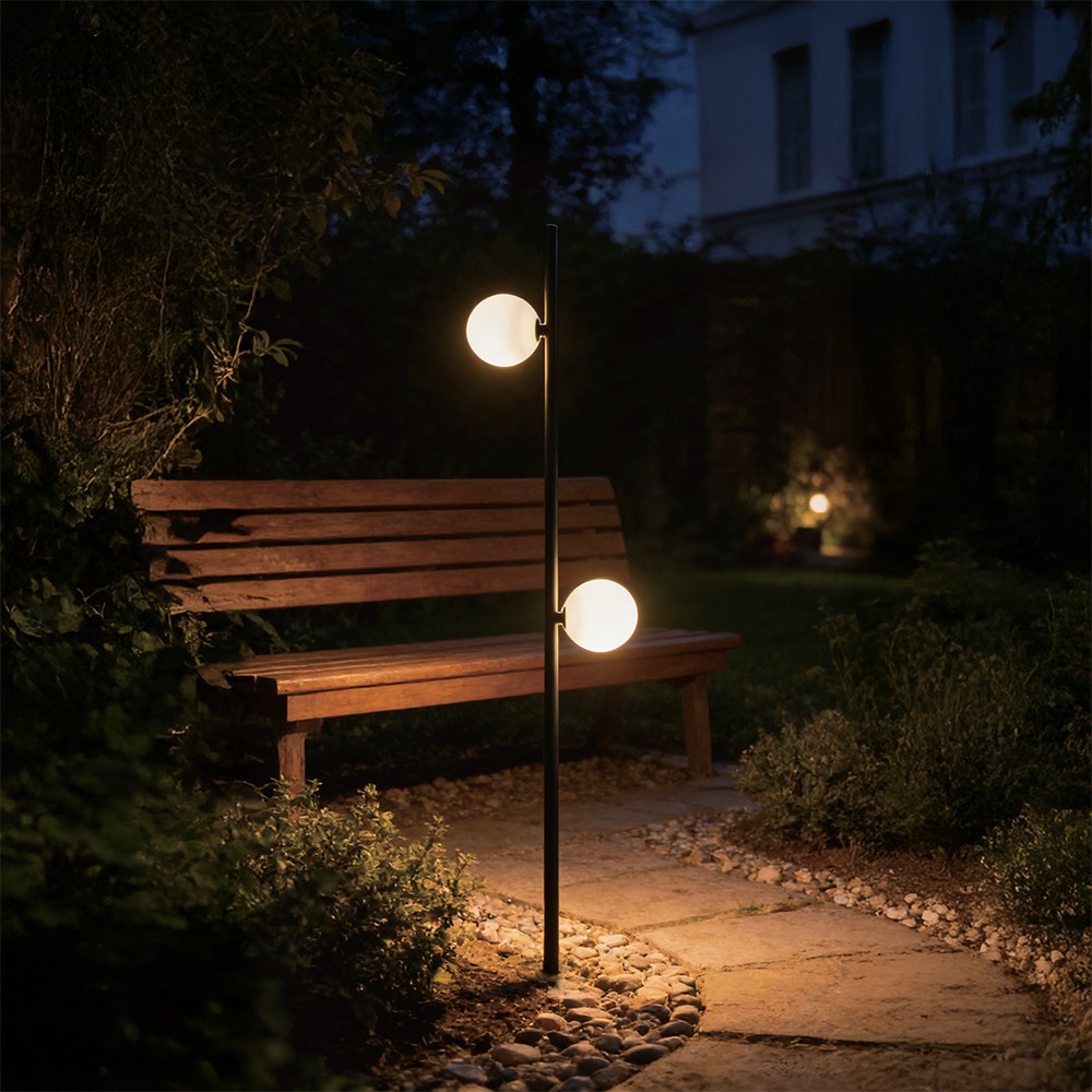 2 stk. 3W LED havelampe - Sort, IP65, 3000K, inkl. lyskilde - Kulør : Varm
