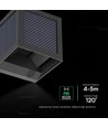 V-Tac 9W Solara væglampe med sensor - IP65, sort, 3-i-1 CCT, solcelle, PIR sensor