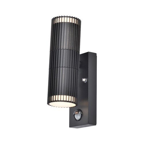 V-Tac GU10 væglampe med PIR sensor - Op/ned lys, IP44 udendørs, sort, uden lyskilde