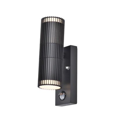 V-Tac GU10 væglampe med PIR sensor - Op/ned lys, IP44 udendørs, sort, uden lyskilde