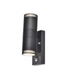V-Tac GU10 væglampe med PIR sensor - Op/ned lys, IP44 udendørs, sort, uden lyskilde