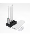 6-pak hvide LED stearinlys inkl. ladebase - Ø2cm, Højde: 25cm, kronelys, inkl. fjernb., timer