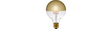 E27 4W dæmpbar LED kronepære - G95, Topforsøjlet guld, 350lm, 2500K, filament globe