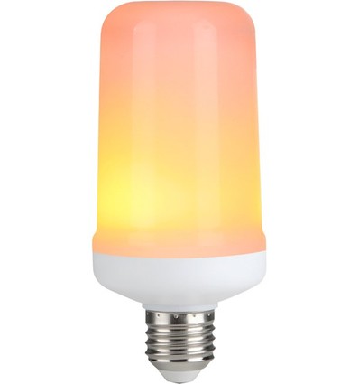 E27 5W LED pære med flammeeffekt - 14cm, 1500K, flicker flame effect
