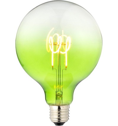 E27 4W dæmpbar LED filament pære - G125, Flex Globe, Grøn, 140lm