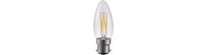B22d 4W LED kronepære dæmpbar - C35, filament, klart glas, 2500K