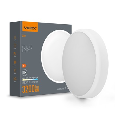 30W LED loftslampe med sensor - 5CCT, hvid kant, indbygget bevægelsessensor