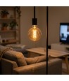 E27 5W LED Globepære Spiral Filament - Ø95mm, Ekstra Varm Hvid, Kultråd