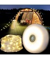 Opladelig camping LED lanterne med lyskæde - Hvid, IP64 udendørs