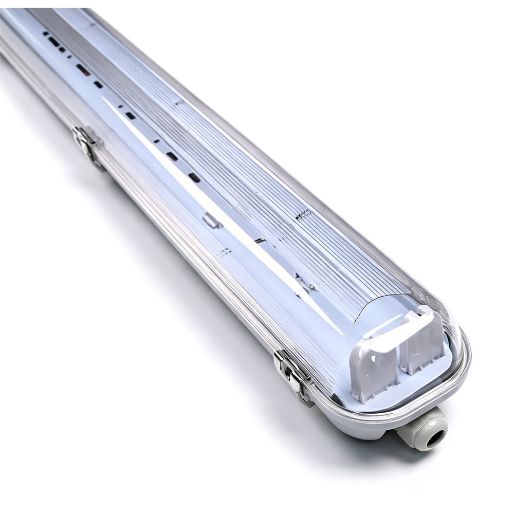 60cm Industri armatur - Til 2x 60cm T8 LED rør, IP65 vandtæt, Gennemfortrådet