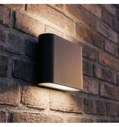 8W DuoLume væglampe - Kvadrat, IP65, sort, op/ned, inde / ude, inkl. lyskilde