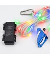 3m hvidt reb med RGB lys - Med karabinhage, maks. 80kg belastning