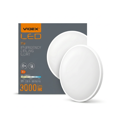 30W LED sensorlampe med nødlys – justerbar watt/CCT, IP44, indbygget batteri