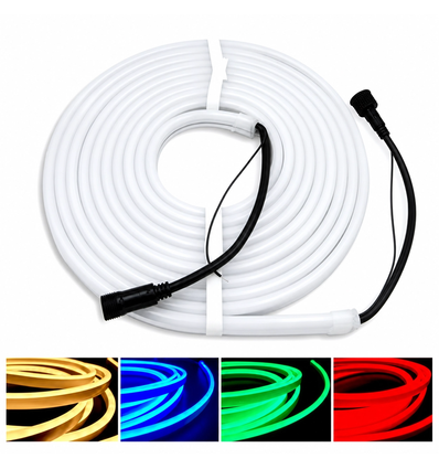 10m RGB+WW Neon Flex LED strip - 24V, 16W/m, IP65, 3000K varm hvid
