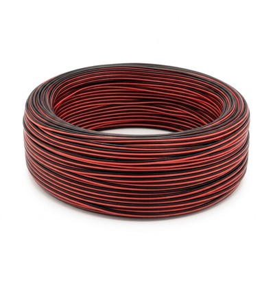 100m Kabel rød/sort - 2x0,35mm², 12V-24V, til LED strip