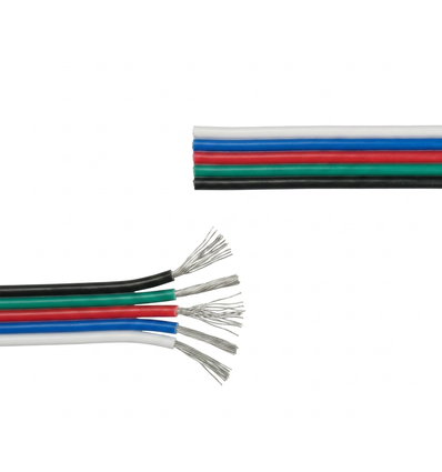 20m RGBW Kabel - 5x0,35mm², 12V-24V, til LED strip