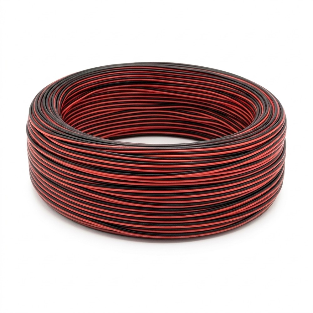 100m 1,2mm² kabel rød/sort - 2-ledet (16AWG), 12-24V, til LED strip billede