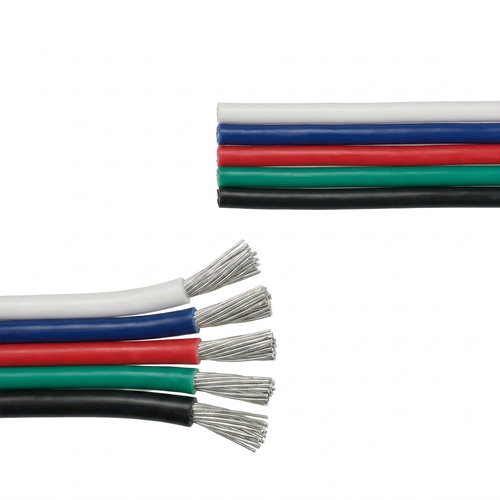 20m 1,2mm² RGBW kabel - 5-ledet (16AWG), 12V-24V til LED strip