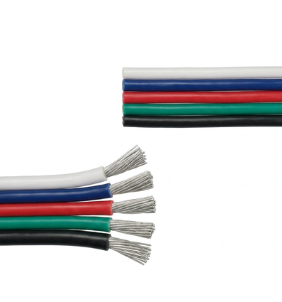 20m 1,2mm² RGBW kabel - 5-ledet (16AWG), 12V-24V til LED strip