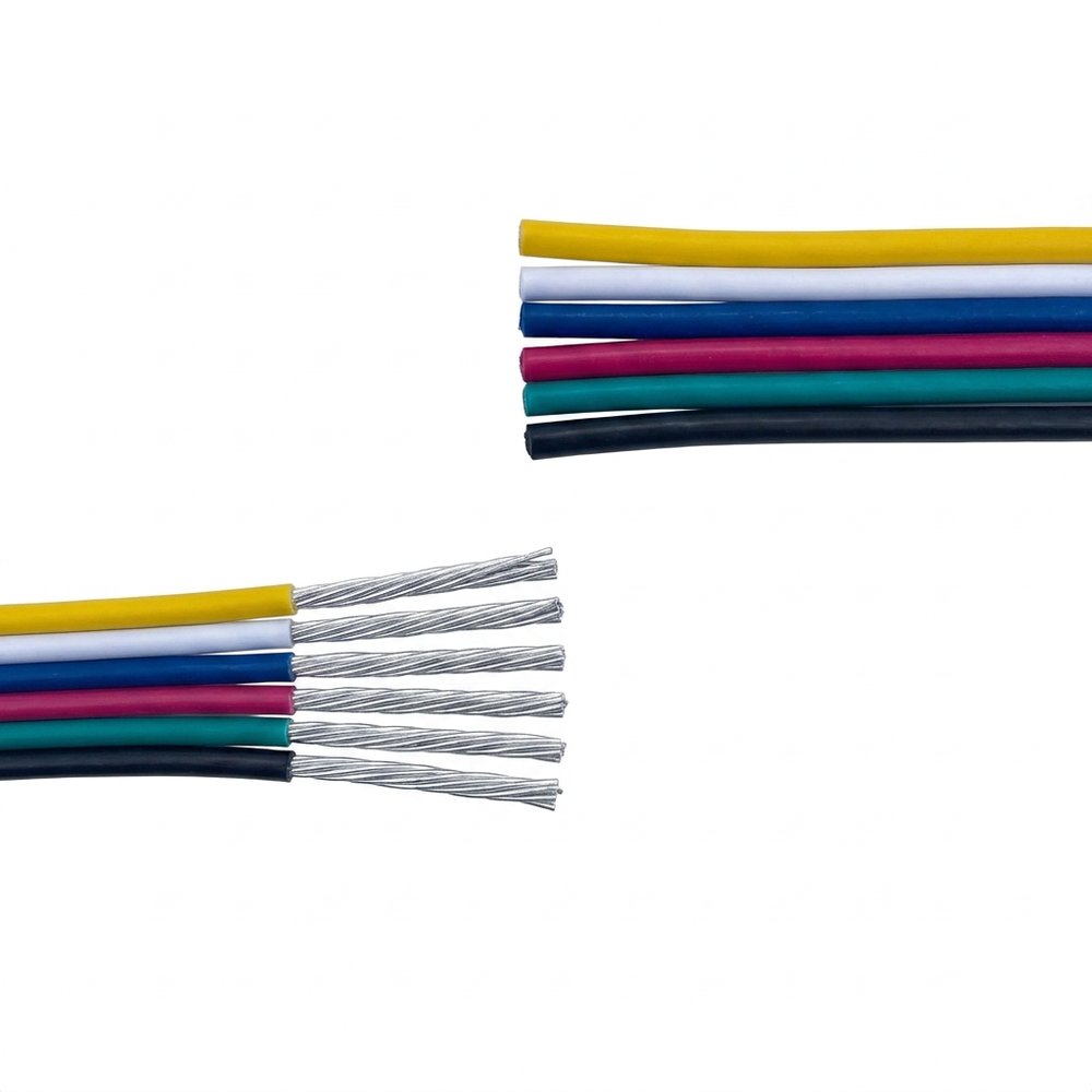 10m 1,2mm² RGBCCT kabel - 6-ledet (16AWG), 12V-24V til LED strip billede