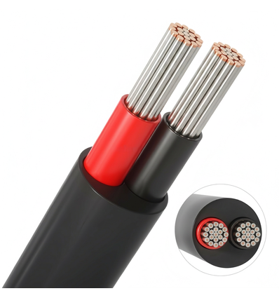 10m Kabel rød/sort, sort rund - 2x0,35mm², 12V-24V, til LED strip