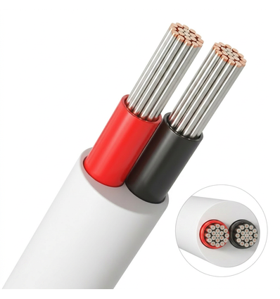 20m Kabel rød/sort, hvid rund - 2x0,35mm², 12V-24V, til LED strip